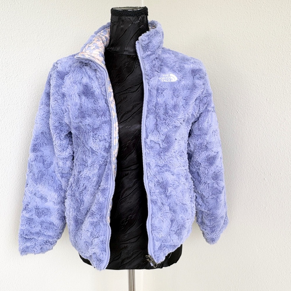 The North Face Reversible Fleece Jacket, Girls M (10/12) Purple Floral